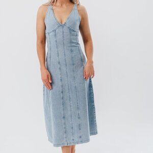 lalavon | Denim Midi Dress Size Large Light Blue Western Rodeo Coastal Cowgirl